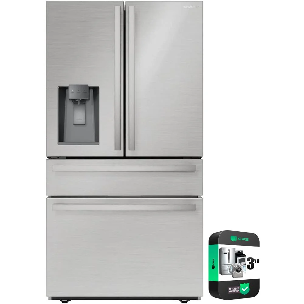 Sharp French 4-Door Counter-Depth Refrigerator w/ Water Dispenser + 3 Year Warranty