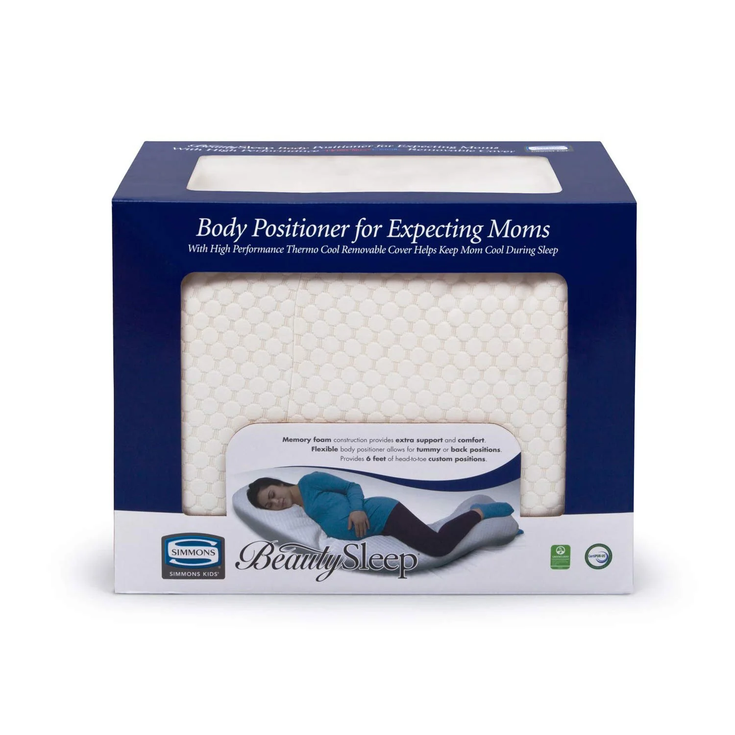 Simmons BeautySleep Body Positioner/Pillow for Expecting Moms with Thermo Cool Cover