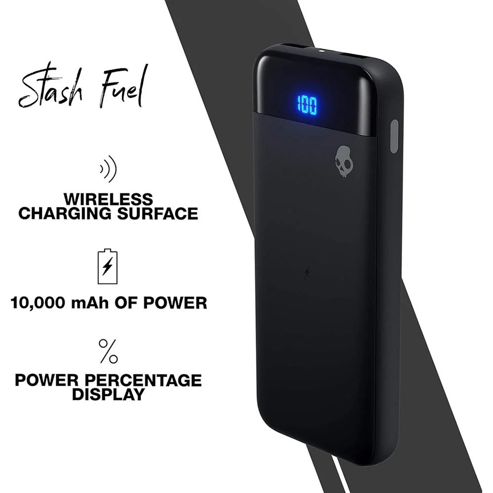 Skullcandy Stash Fuel 10000 mAh Portable Wireless Charging Power Bank - Black - Open Box - Image 4