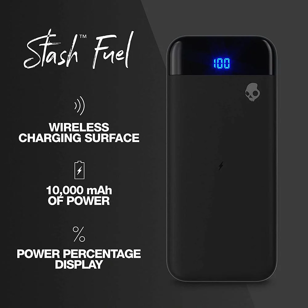 Skullcandy Stash Fuel 10000 mAh Portable Wireless Charging Power Bank - Black - Open Box - Image 6