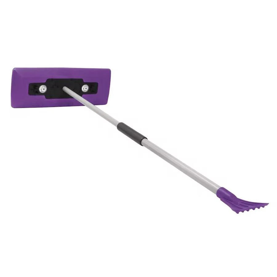 Snow Joe Compact 4-in-1 Telescoping Snow Broom with Ice Scraper and LED Light, Purple - Image 2