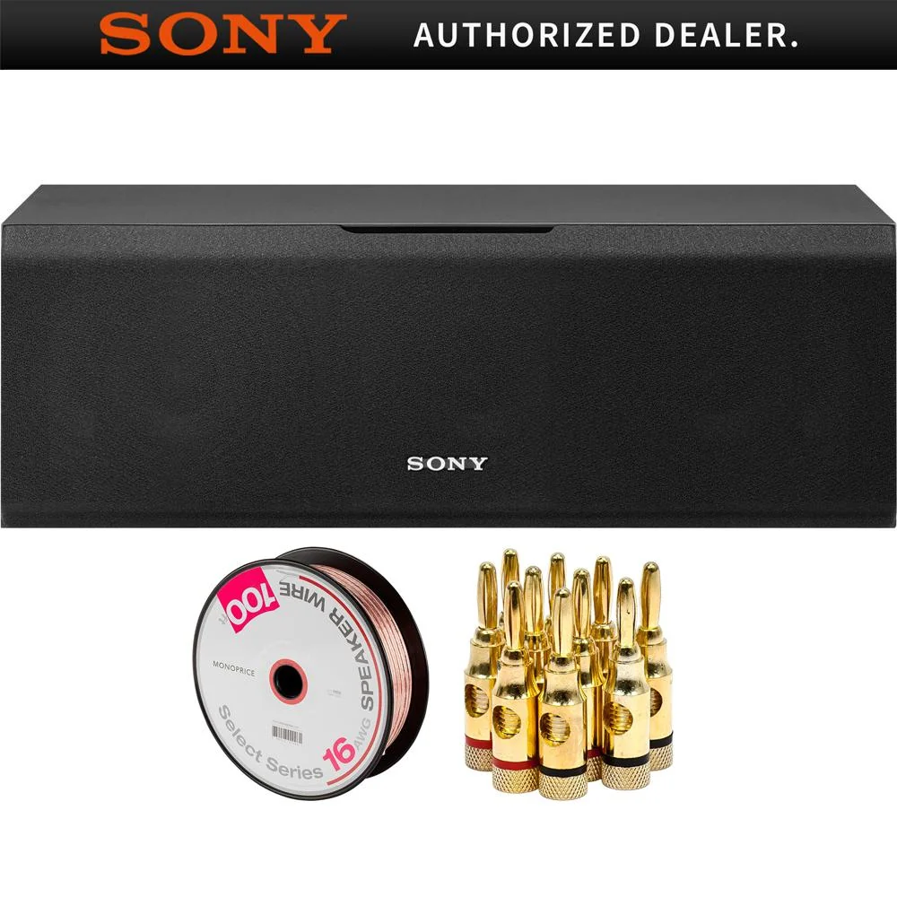 Sony 2-Way 3-Driver Bass Reflex Center Channel Speaker + Speaker Wire Bundle - Image 7