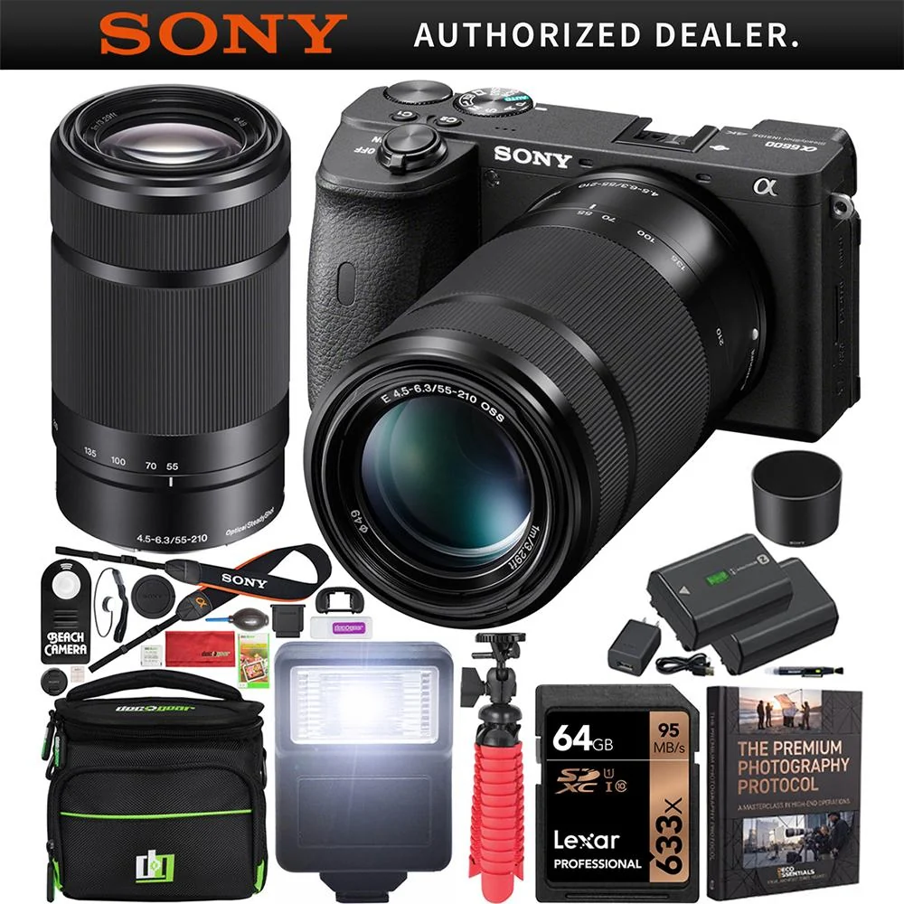 Sony a6600 Mirrorless Camera 4K APS-C ILCE-6600B + 55-210mm Lens Accessory Bundle
