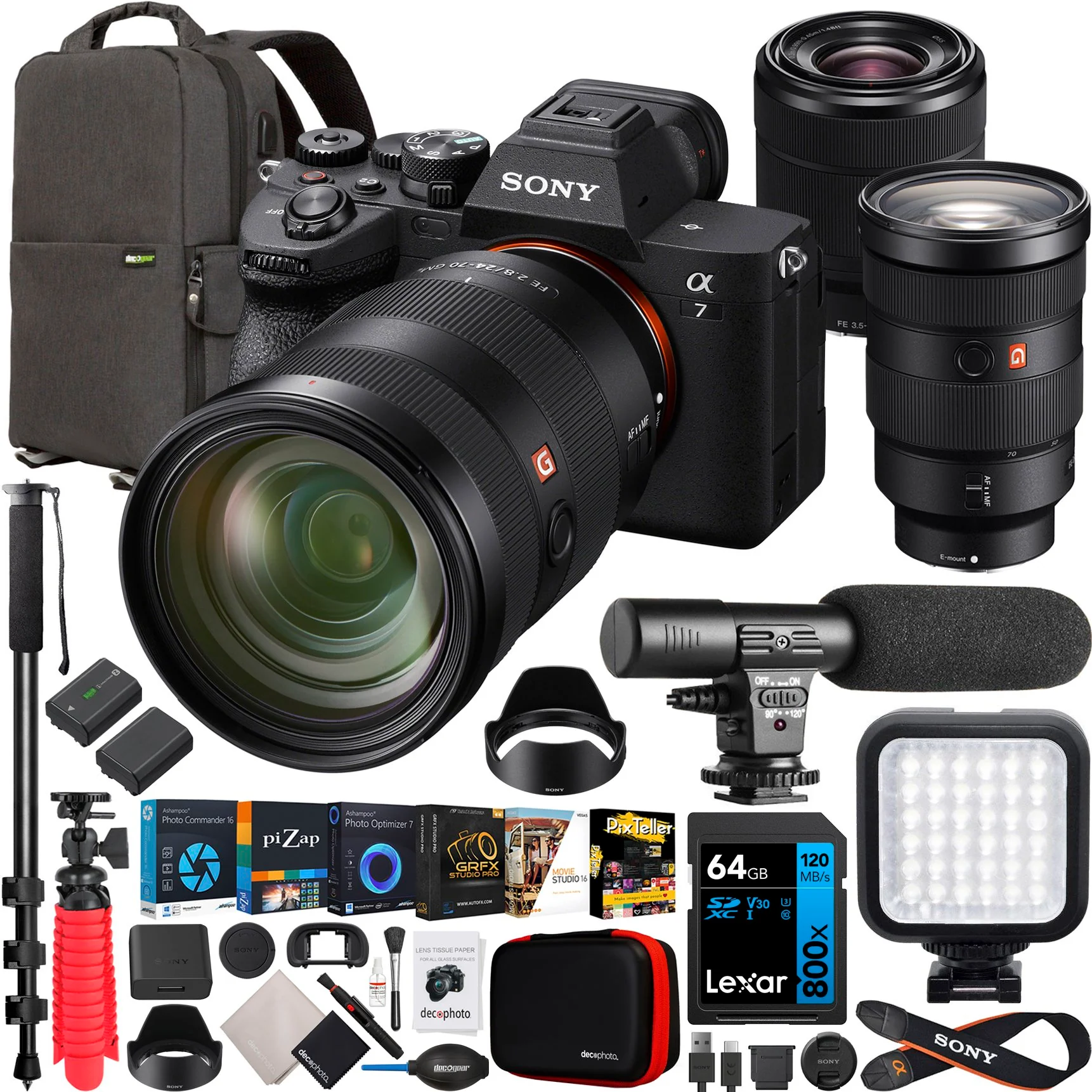 Sony a7 IV Full Frame Mirrorless Camera + FE 24-70mm F2.8 GM + 28-70mm 2 Lens Bundle