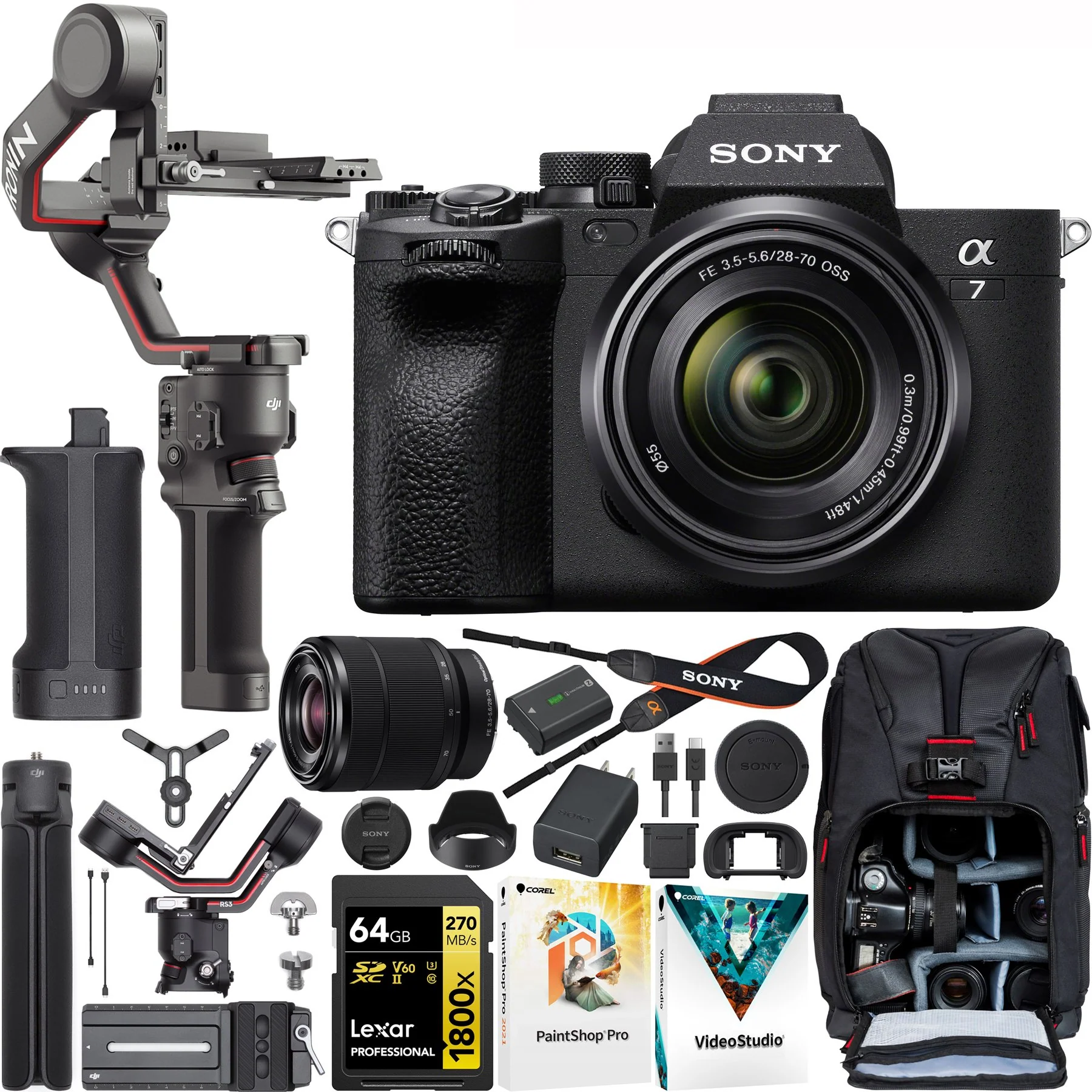 Sony a7 IV Mirrorless Full Frame Camera + 28-70mm Lens Kit + DJI RS 3 Gimbal Bundle