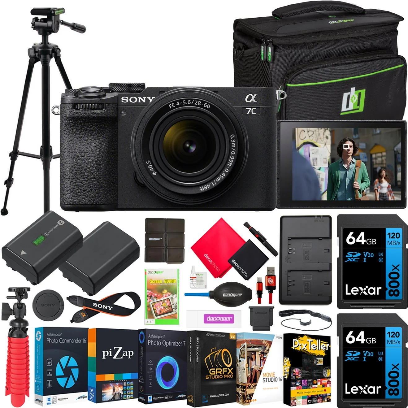 Sony a7C II Full Frame Mirrorless Camera Black + 28-60mm Lens &Accessories Kit Bundle
