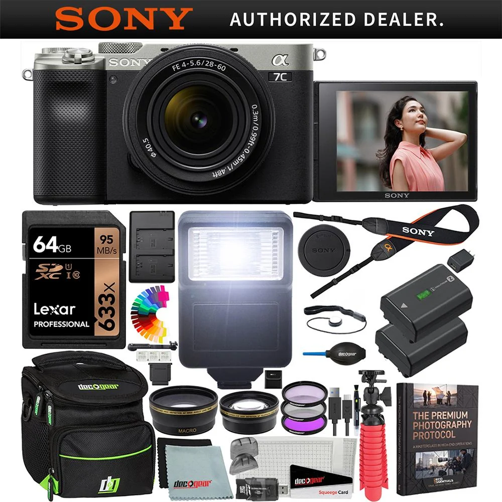 Sony a7C Mirrorless Full Frame Camera Body + 28-60mm Lens Kit Accessory Bundle Silver