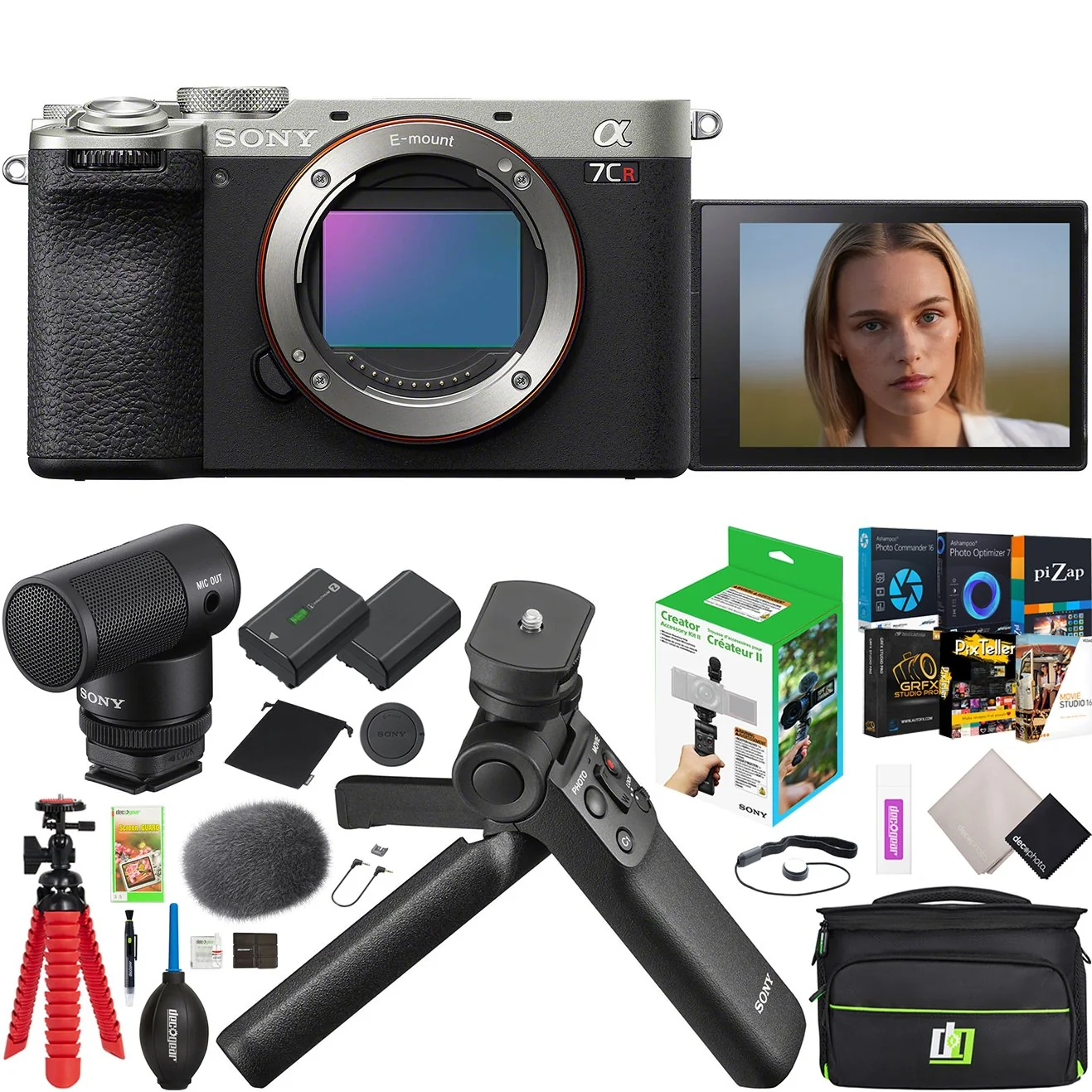 Sony a7CR Full Frame Mirrorless Camera Body Silver + ACCVC2 Vlogger Kit Bundle