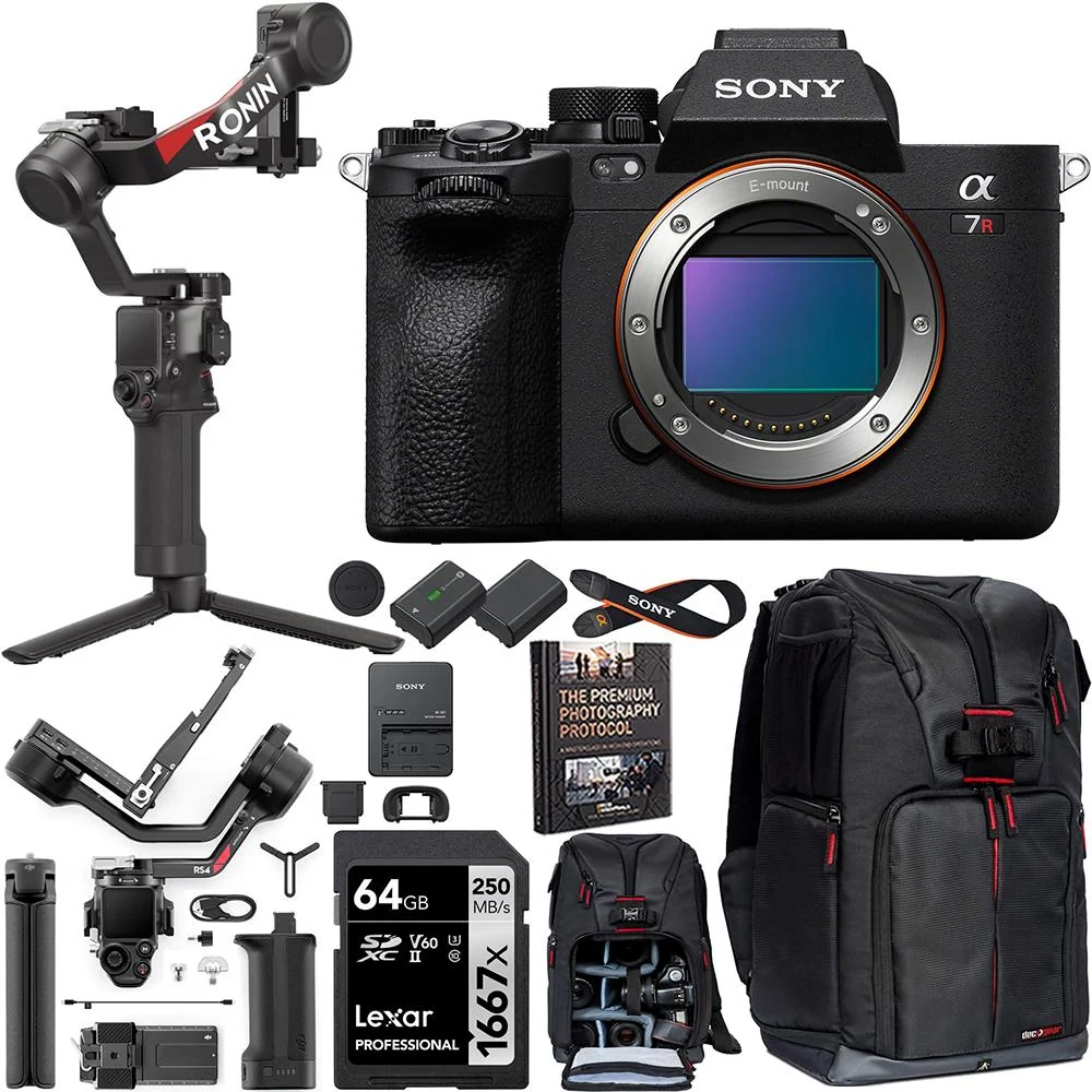 Sony a7R V Mirrorless Full Frame Camera Body Kit + DJI RS 4 Gimbal Stabilizer Bundle