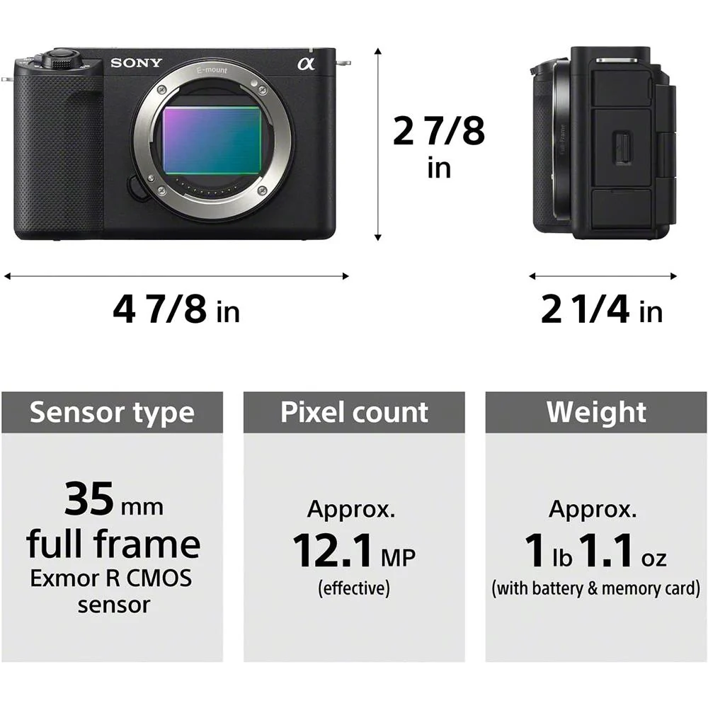 Sony Alpha ZV-E1 Full-frame Mirrorless Vlog Camera Body Black Open Box - Image 9