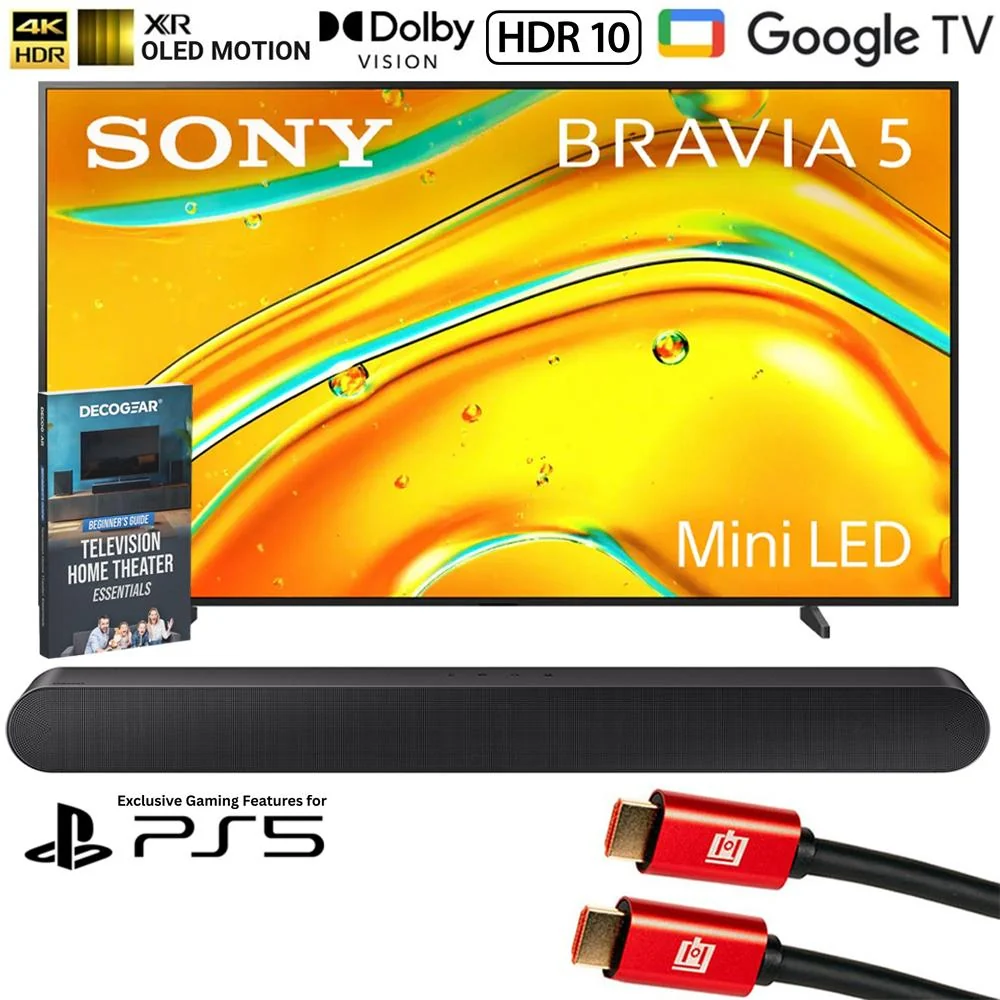 Sony BRAVIA 5 98 inch Mini LED 4K HDR Google TV (2025) w/ Samsung All-in-One Soundbar