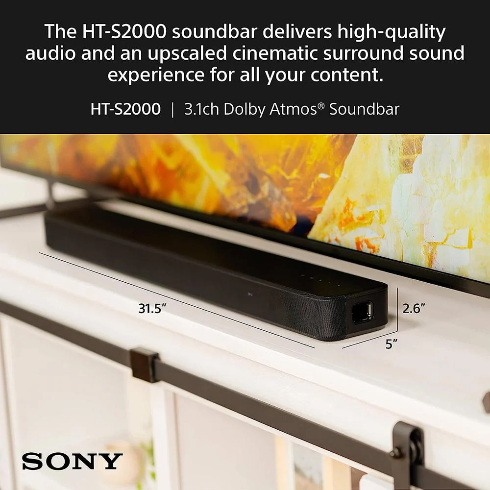 Sony HT-S2000 3.1ch Dolby Atmos Soundbar (Open Box) + 1 Year Warranty Pack - Image 9