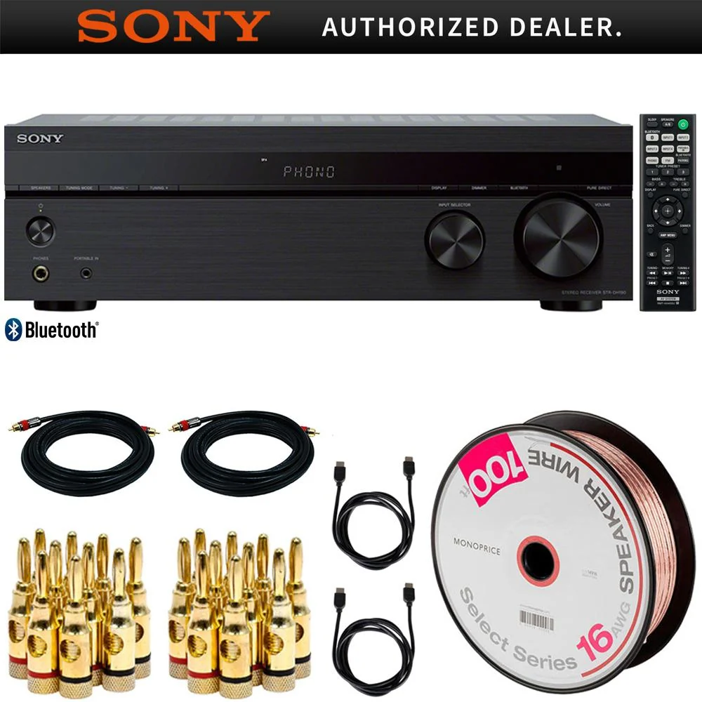 Sony STRDH190 2-Ch Stereo Receiver w/ Phono Inputs & Bluetooth + Audio Cable Kit - Image 12