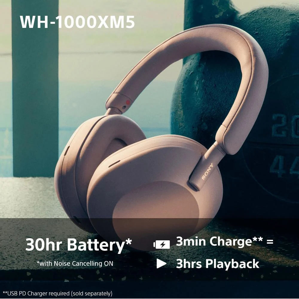 Sony WH-1000XM5 Wireless Industry Leading Noise Canceling Headphones, Smoky Pink - Image 9