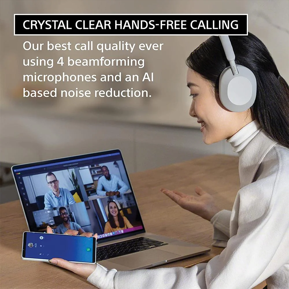 Sony WH-1000XM5 Wireless Noise Canceling Headphones, Silver w/ 2YR Warranty Bundle - Image 9