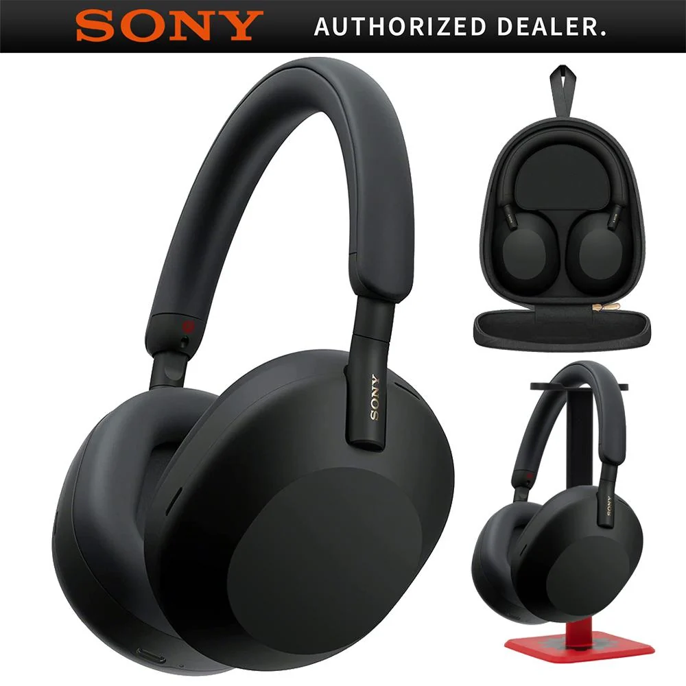 Sony Wireless Industry Leading Noise Canceling Headphones Black + Pro Stand Kit