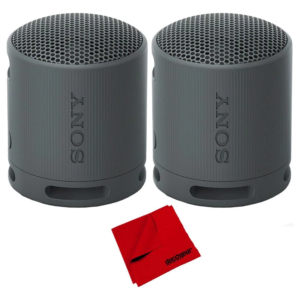 Sony XB100 Compact Bluetooth Wireless Speaker Black 2 Pack with Cleaning Cloth