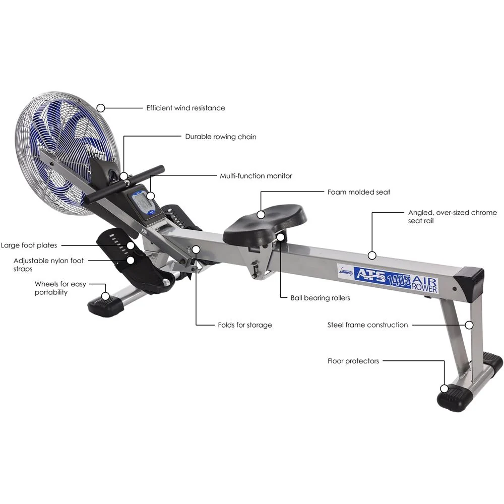 Stamina ATS Air Resistance Rowing Machine with Earbuds Bundle - Image 6