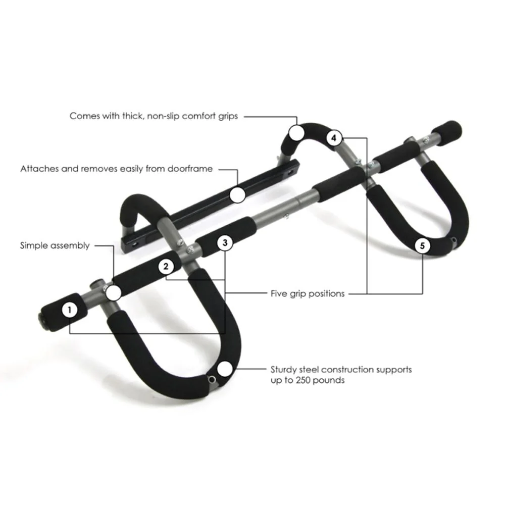 Stamina Doorway Pull Up Bar Trainer Plus w/ Deco Gear 7-Piece Fitness Kit - Image 3