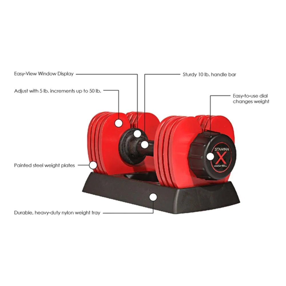 Stamina X 50 lb. Versa-Bell Dumbbell 2 Pack with Earbuds Bundle - Image 7