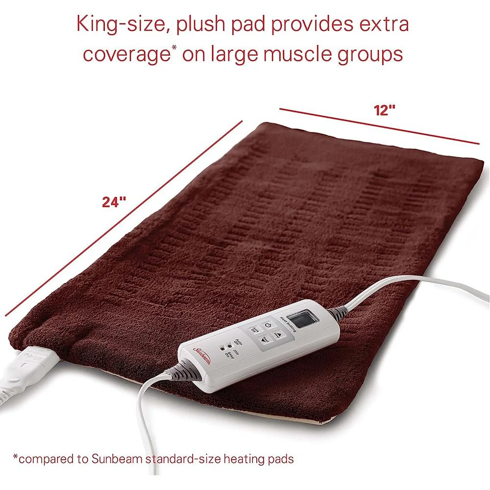 Sunbeam Heating Pad for Back, Neck, and Shoulder 6 Heat Settings, King Open Box - Image 2