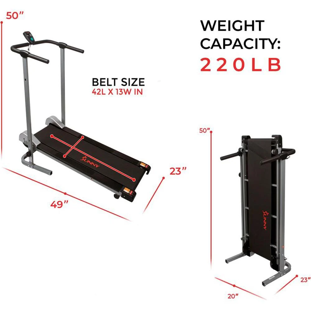 Sunny Health and Fitness SF-T1407M Manual Compact Walking Treadmill with LCD Monitor - Open Box - Image 7