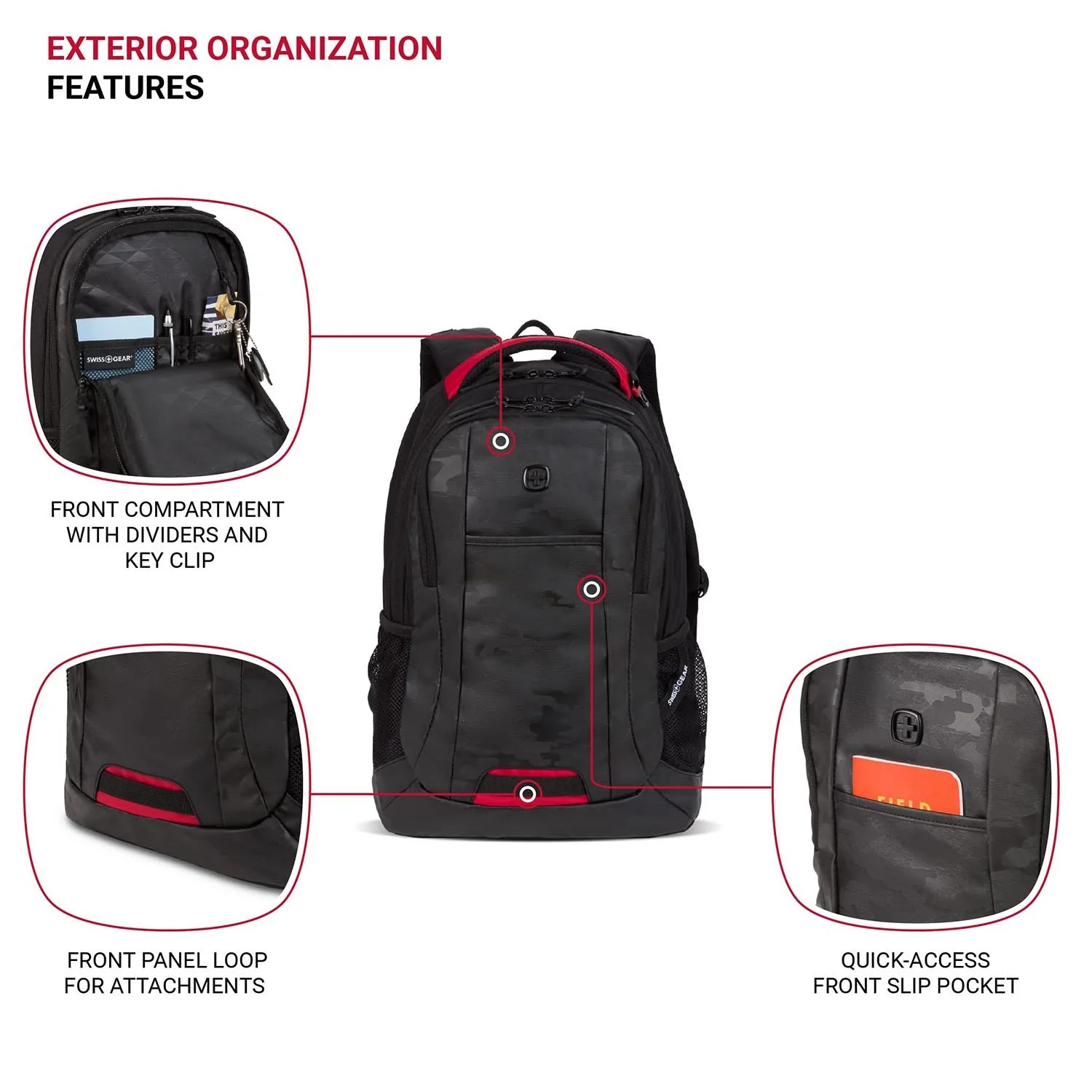 Swiss Gear Cecil 5505 Laptop Backpack, Camo Noir, 18-Inch - Image 3