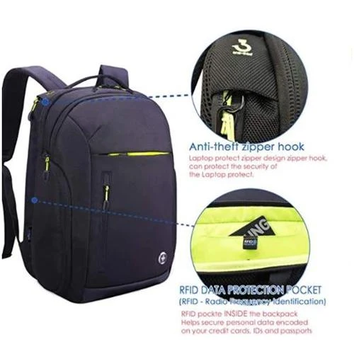 Swissdigital Java Business Travel Backpack and 17" Laptop Case, Black/Green (SD-805) - Image 3