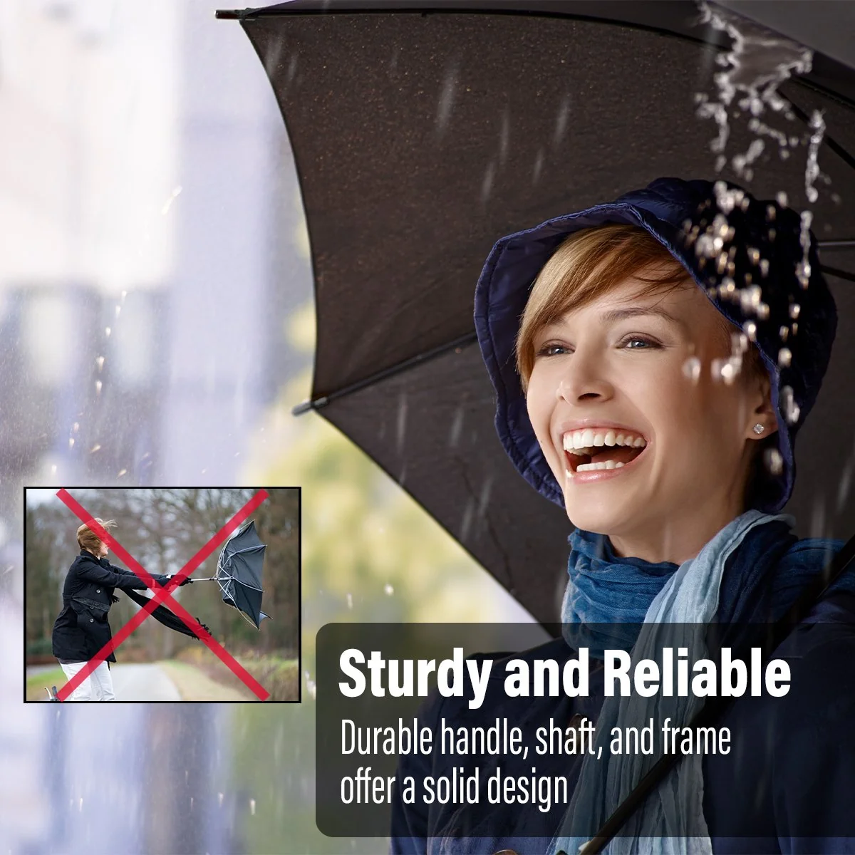 Tahari T4591 Collapsible Umbrella, Black/White - Image 6