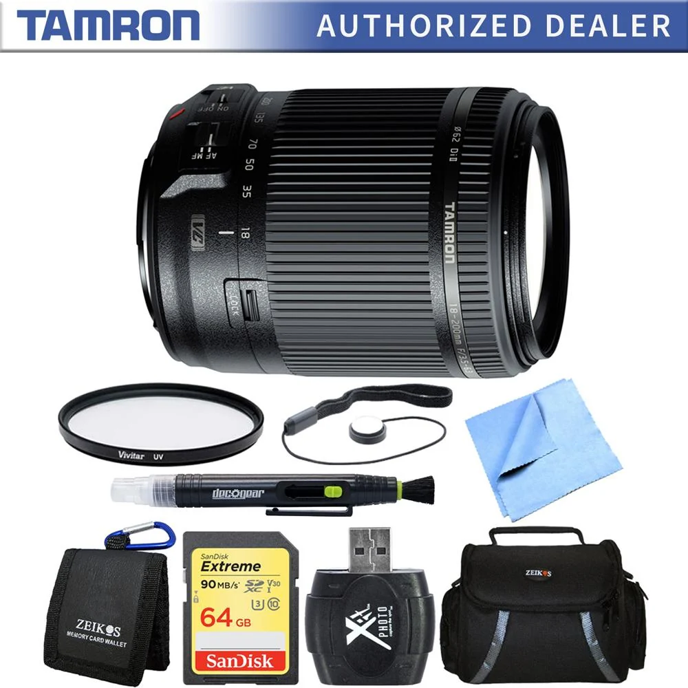 Tamron 18-200mm Di II VC All-In-One Zoom Lens for Canon Mount 64GB Memory Card Bundle - Image 3