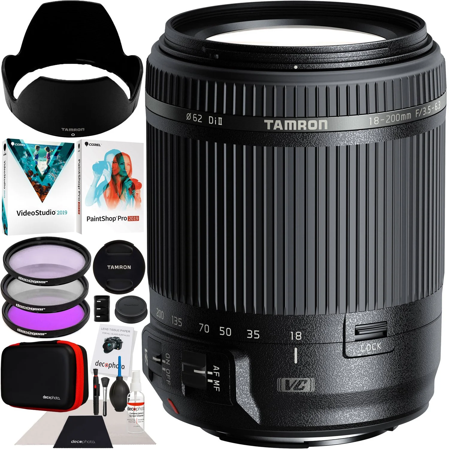 Tamron 18-200mm F/3.5-6.3 Di II VC Lens Kit for Nikon F Mount DSLR Cameras B018 Bundle