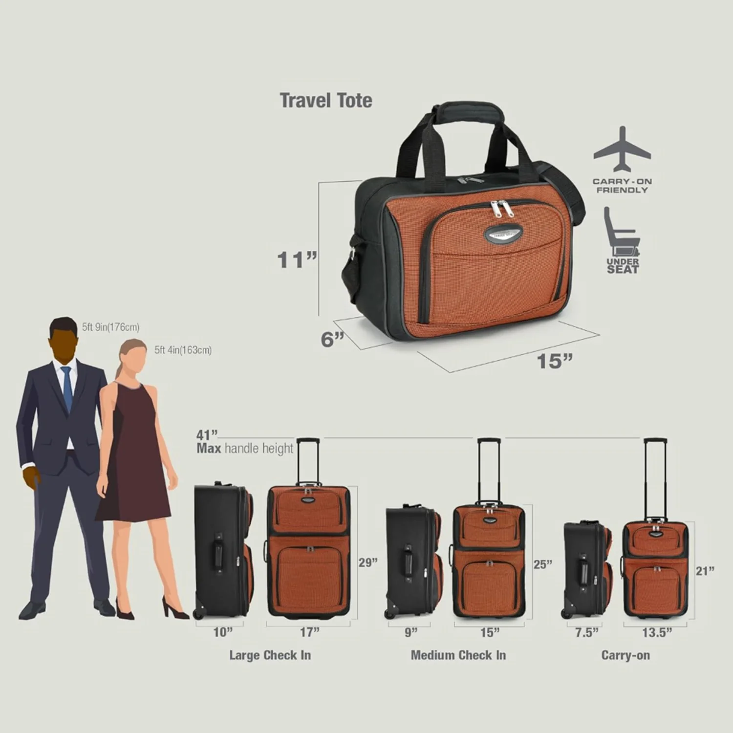 Travel Select Amsterdam Softside Expandable Luggage with Rolling Wheels, Gray, 4-Piece Set - Image 5