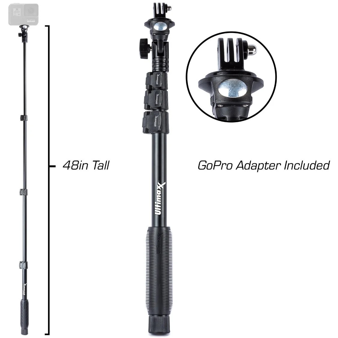 Ultimaxx 48" Monopod with GoPro Adapter & Phone Holder UM-GP-MONO48 - Image 10