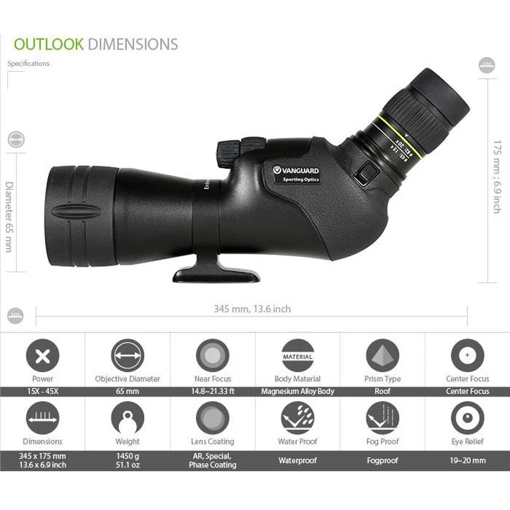Vanguard Endeavor HD 65A 16-48x65 ED Glass Water/Fog Proof Spotting Scope - Open Box - Image 5
