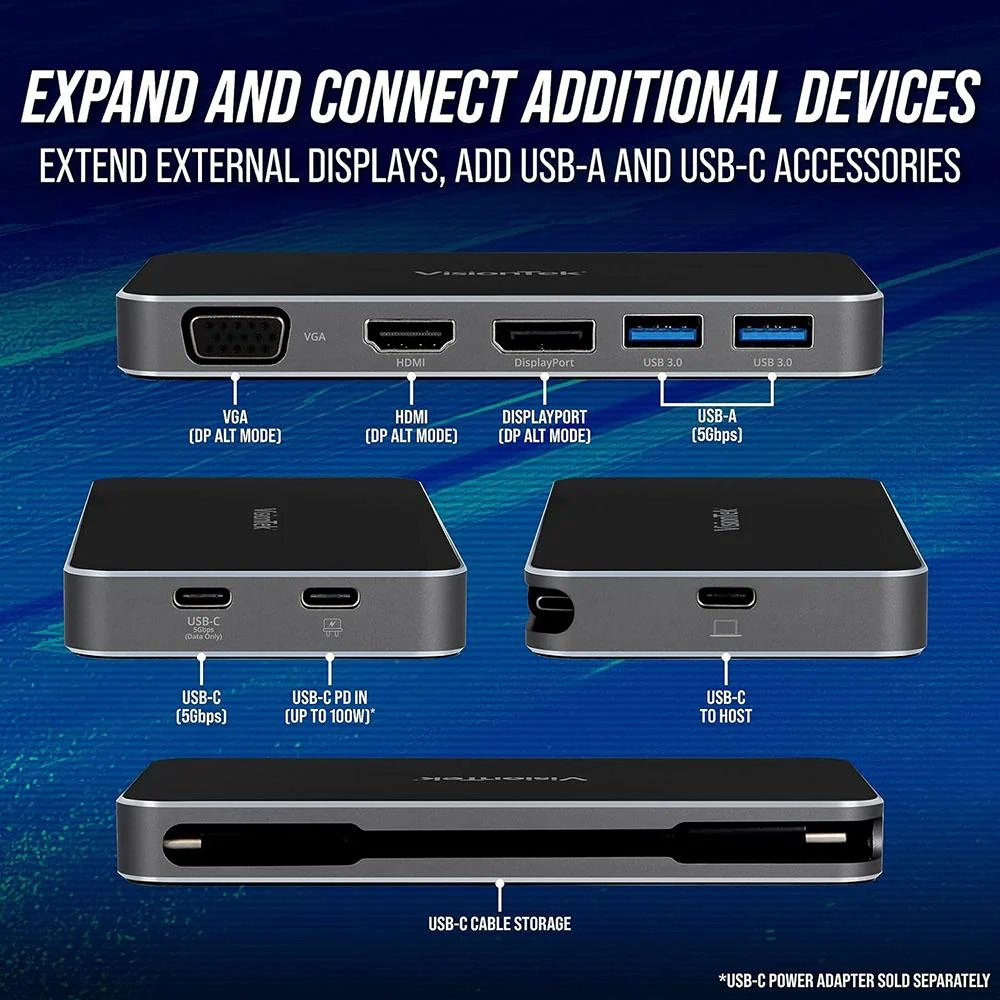 Visiontek VT210 Dual Display USB-C Docking Station in Black - 901525 - Image 8