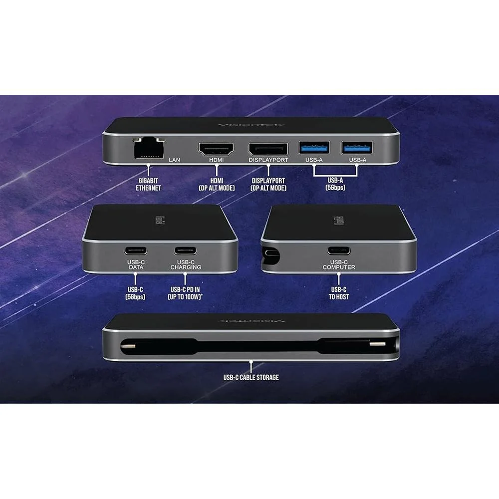 Visiontek VT400 Portable USB-C Docking Station in Black - 901469 - Image 12