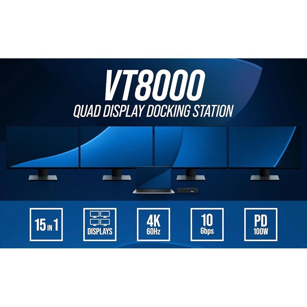 Visiontek VT8000 Quad Display 4k USB 3.0 / USB-C Docking Station - 901492 - Image 12