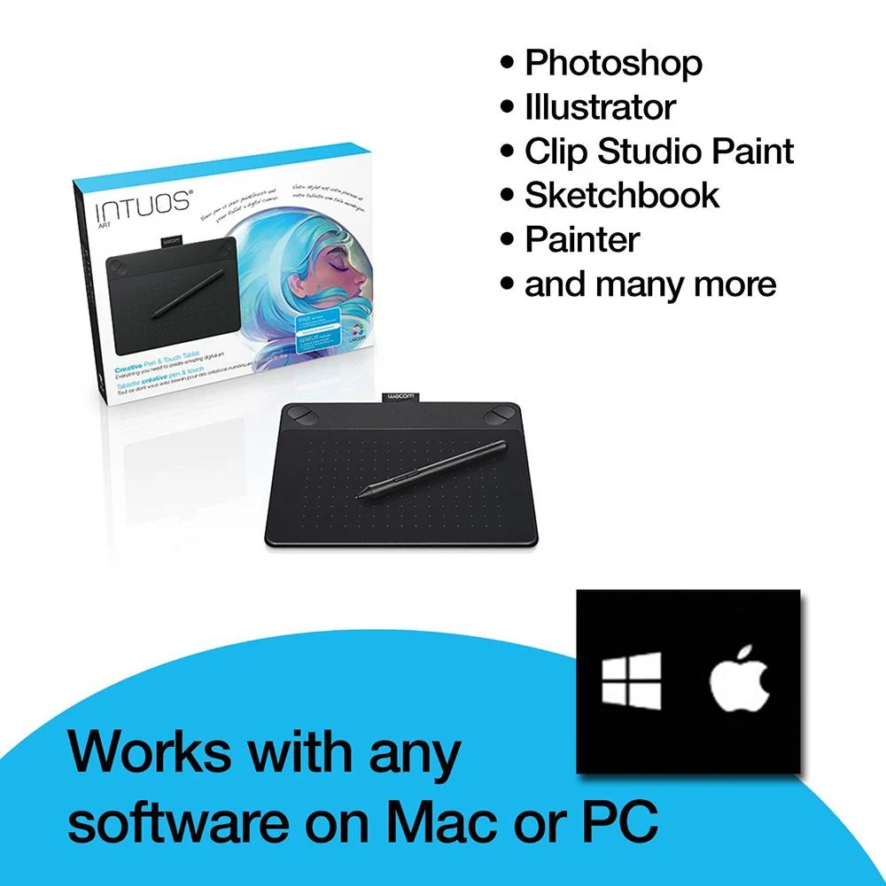 Wacom Intuos Art Pen and Touch Tablet - Small Black (OPEN BOX) - Image 2