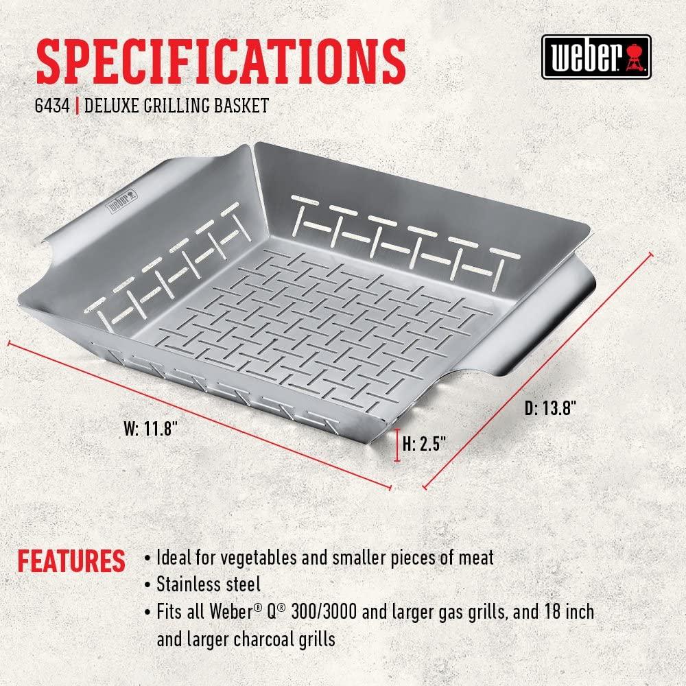Weber Deluxe Stainless Steel Grilling Basket, Large - Image 3