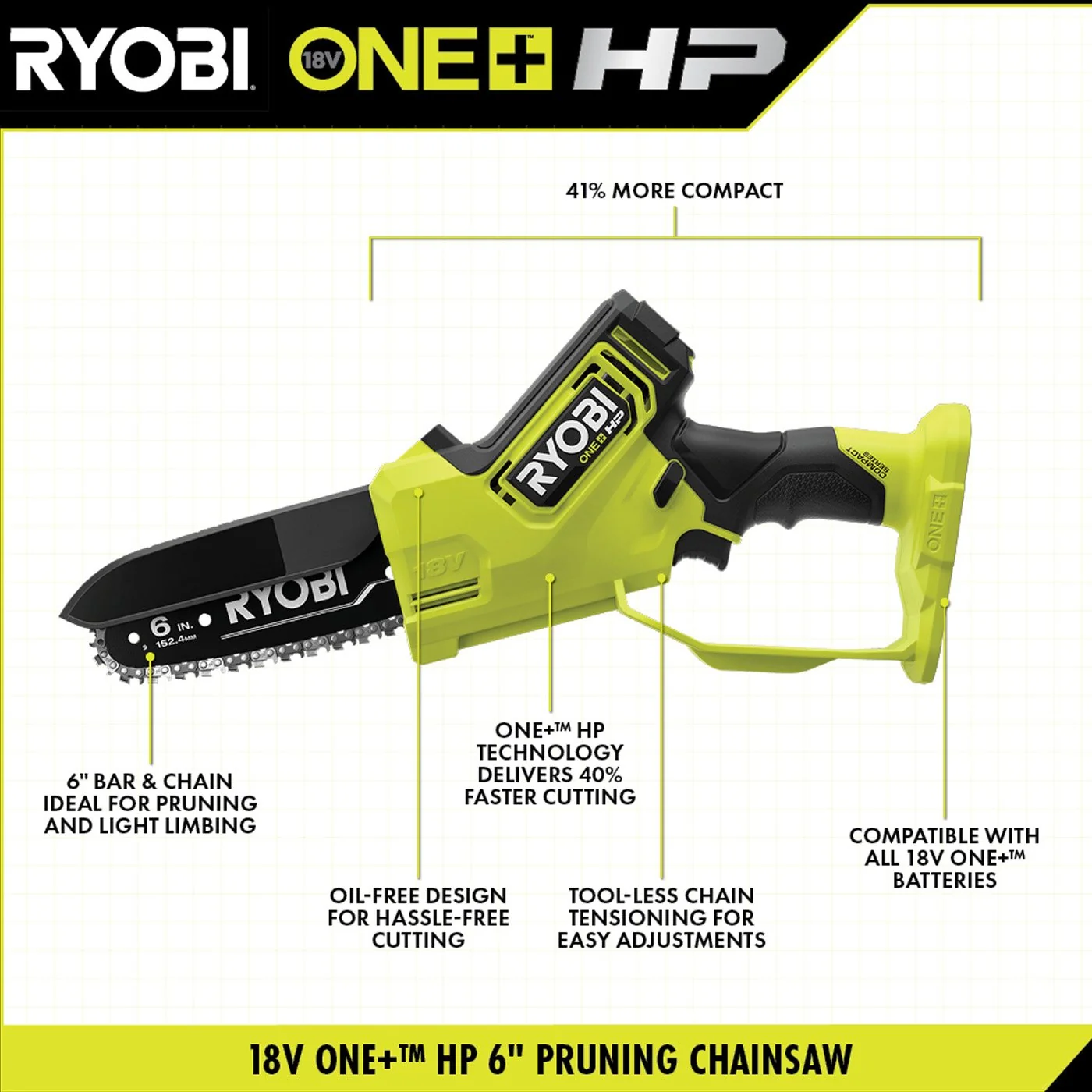 WORX 18V P25013 Brushless 6 in. Compact Pruning Mini Chainsaw - Image 9
