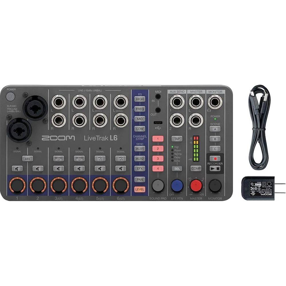 Zoom LiveTrak L-6 10-Channel Digital Mixer and Recorder Refurbished - Image 4