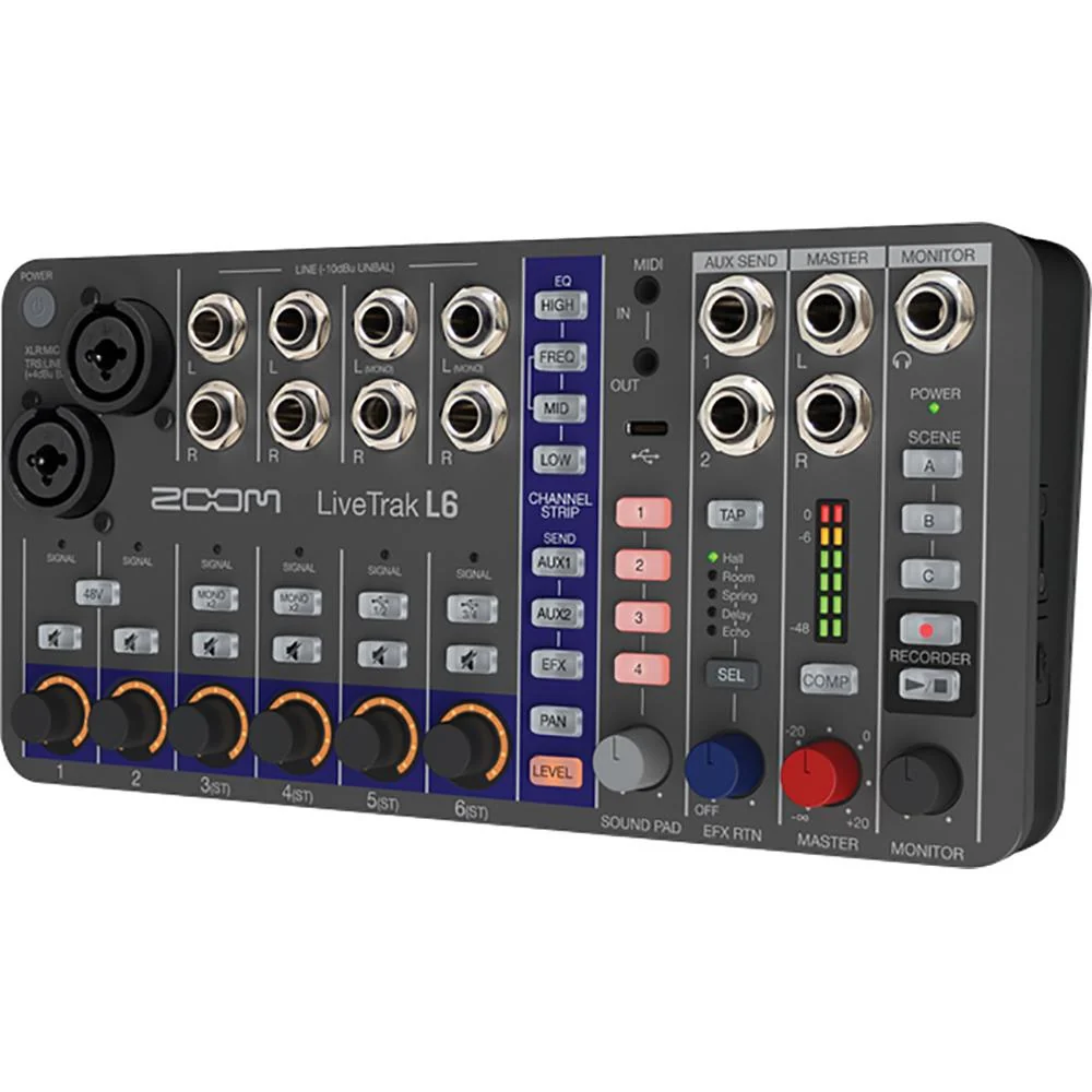 Zoom LiveTrak L-6 10-Channel Digital Mixer and Recorder with 2 Year Warranty - Image 3