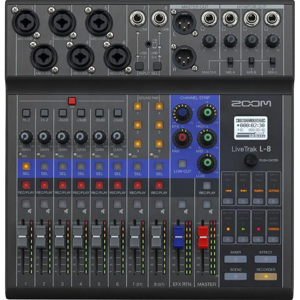 Zoom LiveTrak L-8 8-Channel Digital Mixer and Recorder with 2 Year Warranty - Image 2