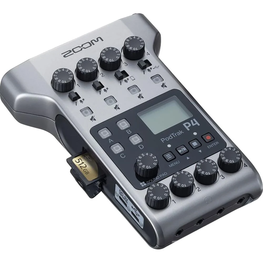 Zoom PodTrak P4 Multitrack Portable Podcast Recorder with 2 Year Warranty - Image 7